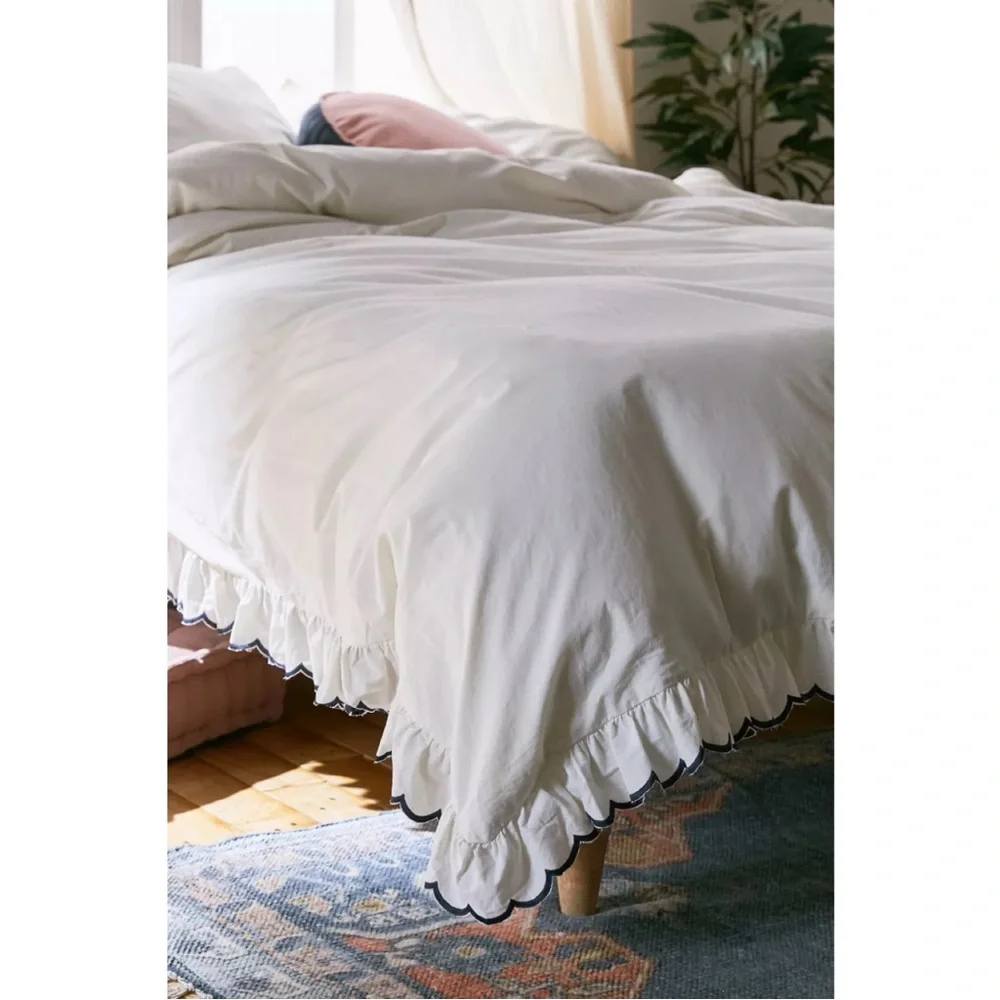 UO King Size Cherie Scalloped Duvet Cover and Shams Set